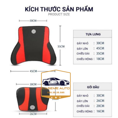 Bộ Gối Tựa Đầu, Tựa Lưng Ô Tô 100% Cao Su Non Đặc Biệt Bọc Da Cao Cấp - SIÊU ÊM, SIÊU ĐÀN HỒI - Hàng Nhập Khẩu