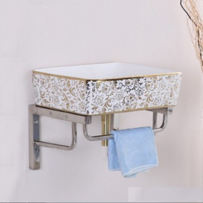 CHẬU RỬA MẶT, LAVABO TRẮNG HỌA TIẾT VÀNG VIỀN VÀNG NHẬP KHẨU CHÍNH HÃNG GROVES CAO CẤP 8170HB