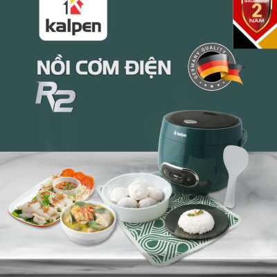 Nồi Cơm Điện Nắp Gài Ủ Ấm 3D Cao Cấp Kalpen R2, Dung Tích 1.2L, Chống Dính Whitford, Quai Xách Tiện Lợi, Thương Hiệu Đức - Hàng chính hãng
