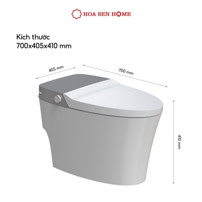 Bồn cầu thông minh TUSLO E004 Luxury lớp phủ men cao cấp, thiết kế bo tròn góc cạnh, công nghệ cảm biến hiện đại - Hoa Sen Home - Hàng chính hãng 