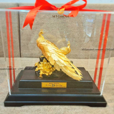 Tượng Đôi Chim Công Dát Vàng 24K (M02) MT Gold Art- Hàng chính hãng, trang trí nhà cửa, quà tặng dành cho sếp, đối tác, khách hàng.