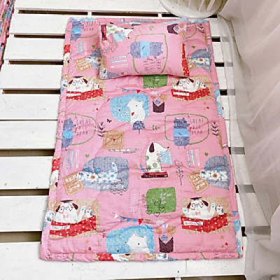 Bộ nệm gối cho bé đi học mẫu giáo Katina House, vải cotton satin hàn quốc đẹp, mềm mát