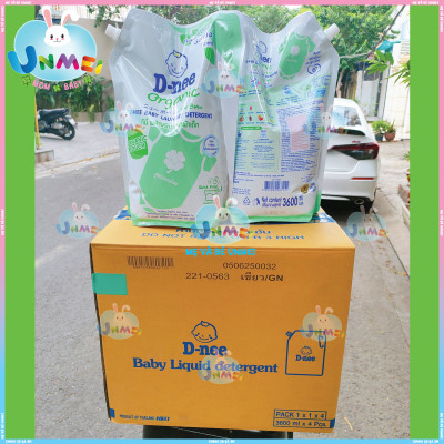 Túi 3600ml Nước Giặt Quần Áo D-Nee màu Xanh Lá Organic Touch NewBorn Baby - Tem chính Hãng Đại Thịnh