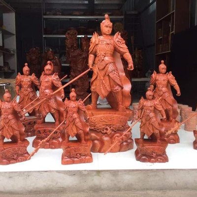 Tượng triệu tử long gỗ hương kt cao 30×12×8cm