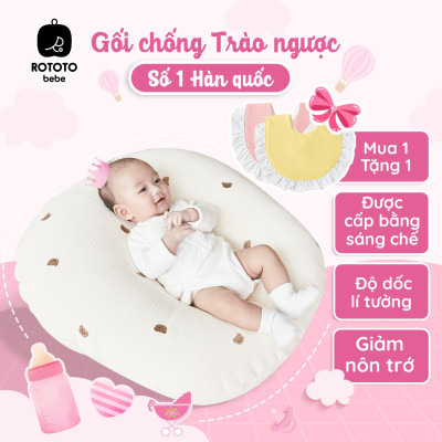 Gối chống trào ngược cho bé Rototo Bebe chất liệu đặc biệt Ripple gợn sóng - Trằng Ripple