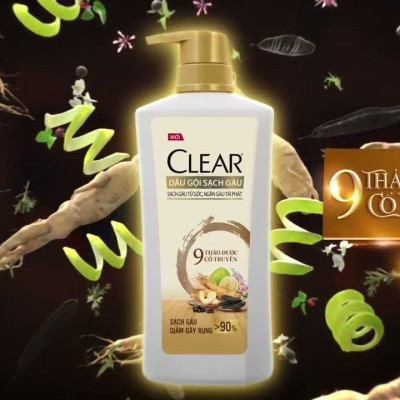 Dầu Gội Sạch Gàu Clear 9 Thảo Dược Cổ Truyền 630g (612ml)