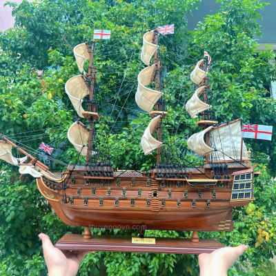 Mô Hình Thuyền Gỗ Phong Thủy Gia Nhiên, Thuyền Buồm Gỗ HMS VICTORY chất liệu gỗ tràm chuẩn xuất khẩu