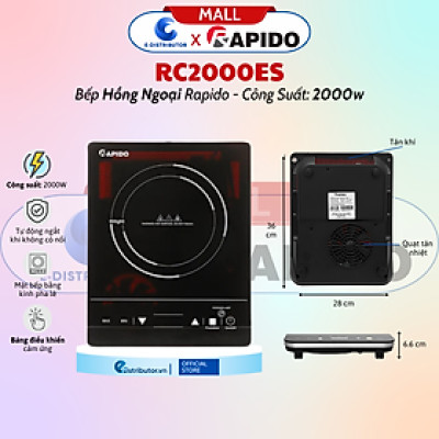Bếp Hồng Ngoại Đơn Rapido RC2000ES (2000w)/ RC2200ES (2200w) - Bếp Từ Đơn RI2000ES ( Công Suất 2000w) - Hàng Chính Hãng - Bảo Hành 12 Tháng - Tiện lợi trong gia đình