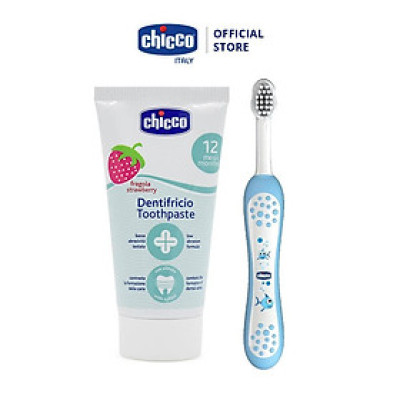 Combo Bàn chải đánh răng Cá xanh Chicco + Kem đánh răng Chicco