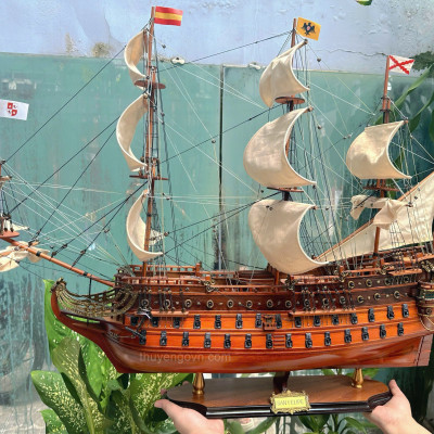 Mô Hình Thuyền Gỗ Phong Thủy Gia Nhiên, Thuyền Buồm Gỗ SAN FELIPE, thuyền buồm phong thủy chính hãng