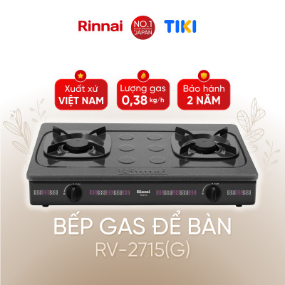 Bếp gas dương Rinnai RV-2715(G) mặt bếp men và kiềng bếp men - Hàng chính hãng.