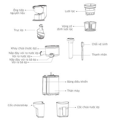 MÁY ÉP TRÁI CÂY KANGAROO KG200SJD1 (MÁY ÉP CHẬM 665ml - 200W) Hàng Chính Hãng)