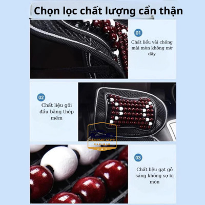 Lót Ghế Hạt Gỗ Nâng Lưng Thoáng Khí Cao Cấp Có Tựa Lưng – Hỗ Trợ Cột Sống, Giảm Đau Mỏi, Thoáng Mát - Hàng Nhập Khẩu