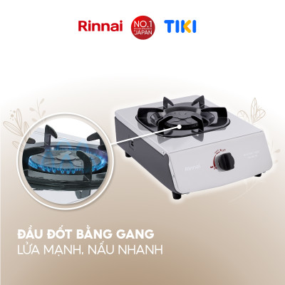 Bếp gas dương Rinnai RV-MC15S mặt bếp inox và kiềng bếp men - Hàng chính hãng.