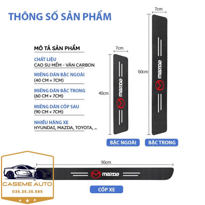 [NISSAN] Bộ 9 Miếng Dán Vân Carbon Chống Trầy Xước Bậc Cửa Ô Tô Dành Cho Hãng Xe NISSAN - Hàng Chính Hãng