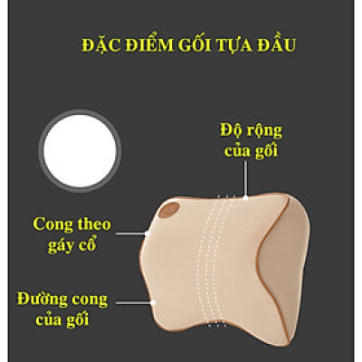 Bộ gối tựa đầu và tựa lưng xe hơi, xe ô tô V2 chất liệu cao su non cao cấp. (Màu kem)