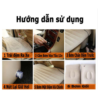 Đệm Hơi Xe Ô Tô Nệm Hơi Dùng Cho Xe 4 - 5- 7 Chỗ Xe Bán Tải Tặng Kèm Bơm Hơi Phù Hợp Vợi Mọi Dòng Xe