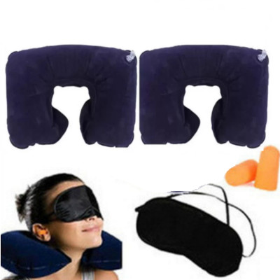 Bộ Gối Hơi Kê Cổ Bịt Mắt Bịt Tai Tiện Ích Trên Ô Tô1 (xanh đậm) - Phụ Kiện Oto, Xe Máy - Chăm Sóc Xe Hơi 206339 - - FS