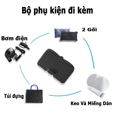 Đệm Hơi Xe Ô Tô Nệm Hơi Dùng Cho Xe 4 - 5- 7 Chỗ Xe Bán Tải Tặng Kèm Bơm Hơi Phù Hợp Vợi Mọi Dòng Xe