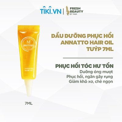 Dầu dưỡng tóc British M Annatto Hair Oil phục hồi tóc hư tổn, khô xơ, chẻ ngọn, gãy rụng 7ml