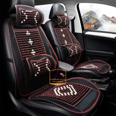 Lót Ghế Hạt Gỗ Nâng Lưng Thoáng Khí Cao Cấp Có Tựa Lưng – Hỗ Trợ Cột Sống, Giảm Đau Mỏi, Thoáng Mát - Hàng Nhập Khẩu