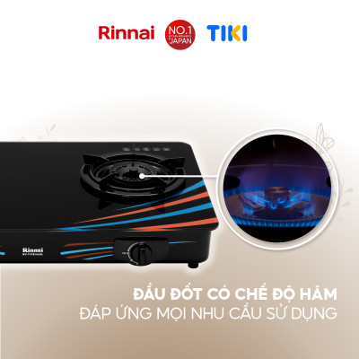 Bếp gas dương Rinnai RV-715Slim(GL-SC) mặt bếp kính và kiềng bếp men - Hàng chính hãng.