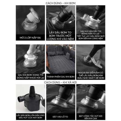 Giường nệm hơi gấp gọn dễ mang đi du lịch cho xe hơi, ô tô 4 đến 7 chỗ | Tiện lợi, dễ dàng sử dụng mang lại giấc ngủ ngon cho người sử dụng [Tặng kèm bơm nệm 12V]