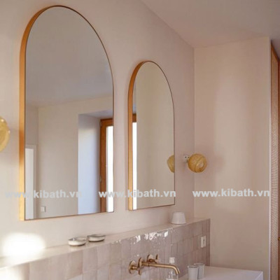 Gương Kibath Khung Nhôm Hình Bán Nguyệt KT 60x80 cm