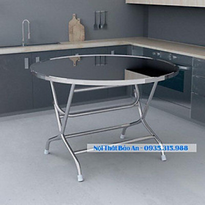 Bàn tròn inox 201 rộng 1m2 chân cao Bảo An chống gỉ , hàng loại 1 bao chất lượng, miễn phí vận chuyển