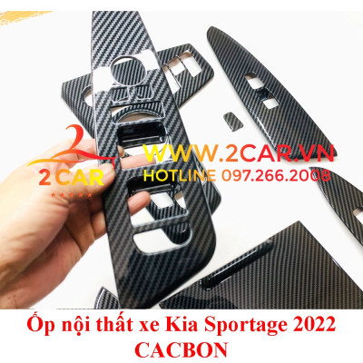 Ốp nội thất xe Kia Sportage 2022, 2023 mẫu vân Cacbon cao cấp sáng bóng