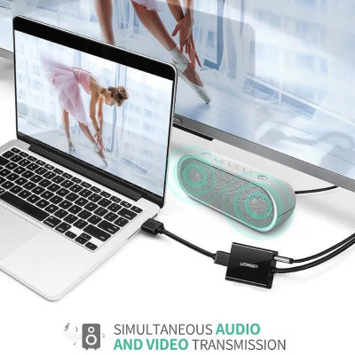 Ugreen UG2069420694TK 30CM bộ chuyển HDMI cái ra VGA đực + âm thanh jack 3.5mm - HÀNG CHÍNH HÃNG