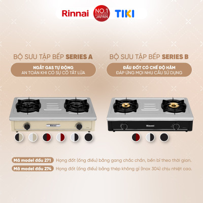 Bếp gas dương Rinnai RV-A271R(S) mặt bếp inox và kiềng bếp men - Hàng chính hãng.
