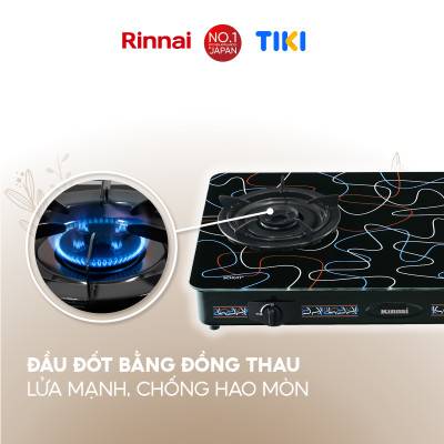 Bếp gas dương Rinnai RV-715Slim-SCH(Zi) mặt bếp kính SCHOTT và kiềng bếp men - Hàng chính hãng.