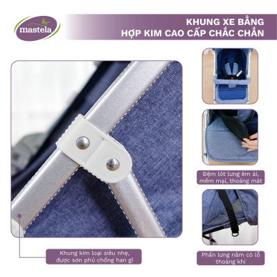 Xe đẩy gấp gọn cho bé Mastela A2 - Xe đẩy em bé khung Aluminum cao cấp siêu nhẹ và bền bảo hành 12 tháng