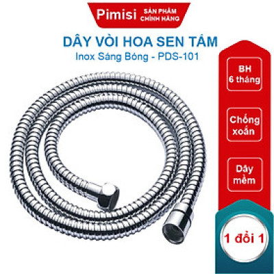 Dây vòi hoa sen tắm nóng lạnh Pimisi bằng inox 304 với đầu dây đồng thau không gỉ phù hợp với mọi sen tắm trong nhà vệ sinh dài 150cm chống xoắn - mạ xi sáng bóng - ống mềm cấp nước và dùng được cho cả vòi xịt nhà vệ sinh phòng tắm | Hàng chính hãng