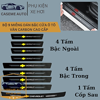 [CHEVROLET] Bộ 9 Miếng Dán Vân Carbon Chống Trầy Xước Bậc Cửa Ô Tô Dành Cho Hãng Xe  CHEVROLET - Hàng Chính Hãng