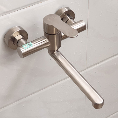 Vòi rửa chén nóng lạnh âm tường Inox SUS 304 Eurolife EL-T019AT (Trắng bạc)