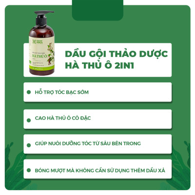 Dầu Gội Hà Thủ Ô 2in1 Dành Riêng Cho TÓC BẠC Và RỤNG TÓC Cocayhoala Chai Lớn 450g Tiết Kiệm Hơn 1,5 lần