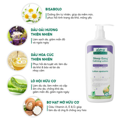 Sữa dưỡng thể cho bé làm mịn da, giảm ngứa ngáy giúp bé ngủ ngon Aleva Naturals (chai 240ml)