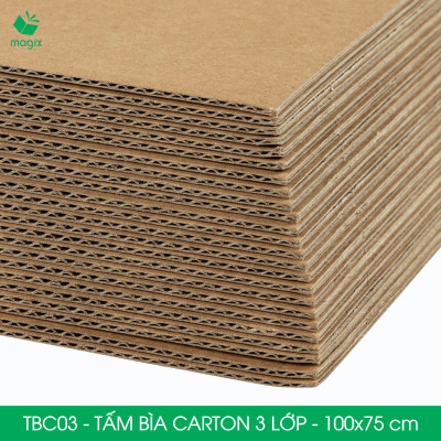 TBC03 - 100x75 cm - 5 tấm bìa carton 3 lớp nguyên tấm cứng cáp, bìa gói hàng, bìa mô hình