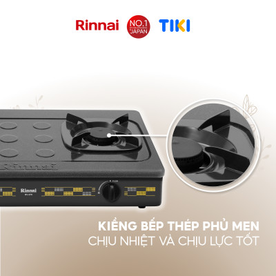 Bếp gas dương Rinnai RV-270(G)N mặt bếp men và kiềng bếp men - Hàng chính hãng.