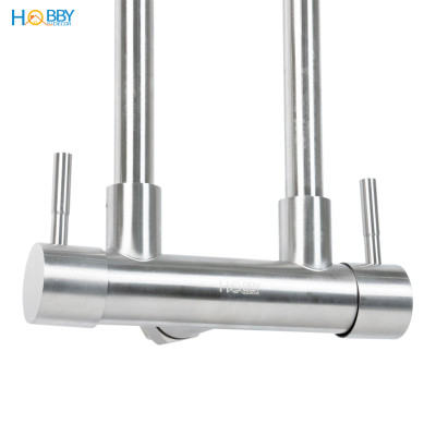Vòi rửa chén gắn tường 2 đầu xả inox 304 Hobby home decor G2D