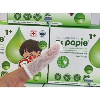 [Mua 1 Tặng 1] Gạc Rơ Lưỡi Dr.Papie 1+ (Hộp 30 Gói), Làm Sạch Và Bảo Vệ Răng Miệng Cho Bé Tặng 1 Hộp (5 Gói) Gạc Dr.Papie