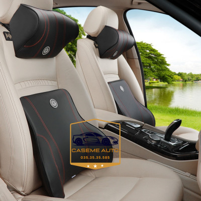 Bộ Gối Tựa Đầu, Tựa Lưng Ô Tô 100% Cao Su Non Đặc Biệt Bọc Da Cao Cấp - SIÊU ÊM, SIÊU ĐÀN HỒI - Hàng Nhập Khẩu
