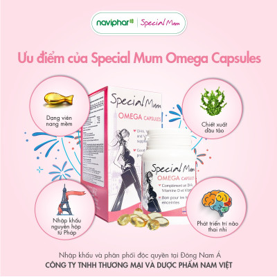 [Hộp 30/60 viên] Viên nang Special Mum Omega Capsules bổ sung DHA, Vitamin E, Vitamin D3, bổ sung DHA cho thai nhi