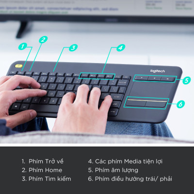 Bàn Phím Không Dây Logitech K400 PLUS - Hàng Chính Hãng