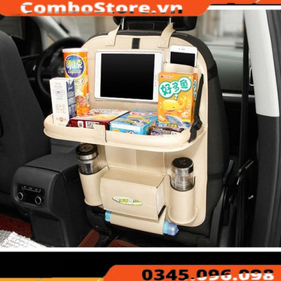 Túi treo đồ sau ghế ô tô da cao cấp có bàn - Túi để đồ lưng ghế xe hơi da cao cấp có bàn