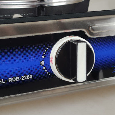 Bếp ga đôi kiếng cường lực Raiden RDB2280, đầu đốt đồng mũ nguyên khối lửa xanh, kiềng gang-Hàng chính hãng