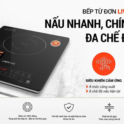 Bếp điện từ đơn Livotec LIS-668 2.000W 8 mức công suất - Miễn phí vận chuyển toàn quốc - Bảo hành 24 tháng - Hàng chính hãng