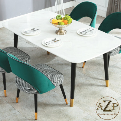 Bàn Ghế Ăn Phong Cách Đương Đại Châu Âu - Xu Hướng Hiện Nay Cho Không Gian Hiện Đại - Chân Thép Mặt Đá - Hàng Nhập Khẩu AZP